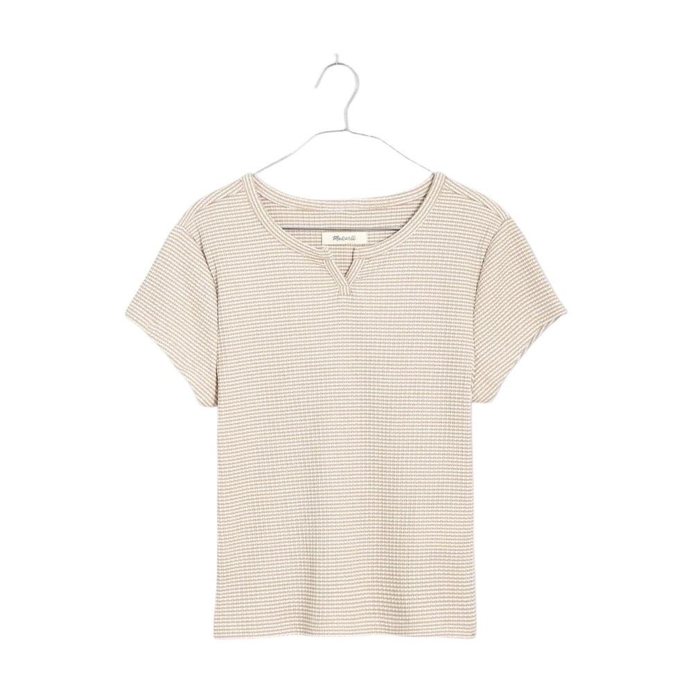 Madewell Ribbed Split-Neck Slim Tee Drill Khaki XXS